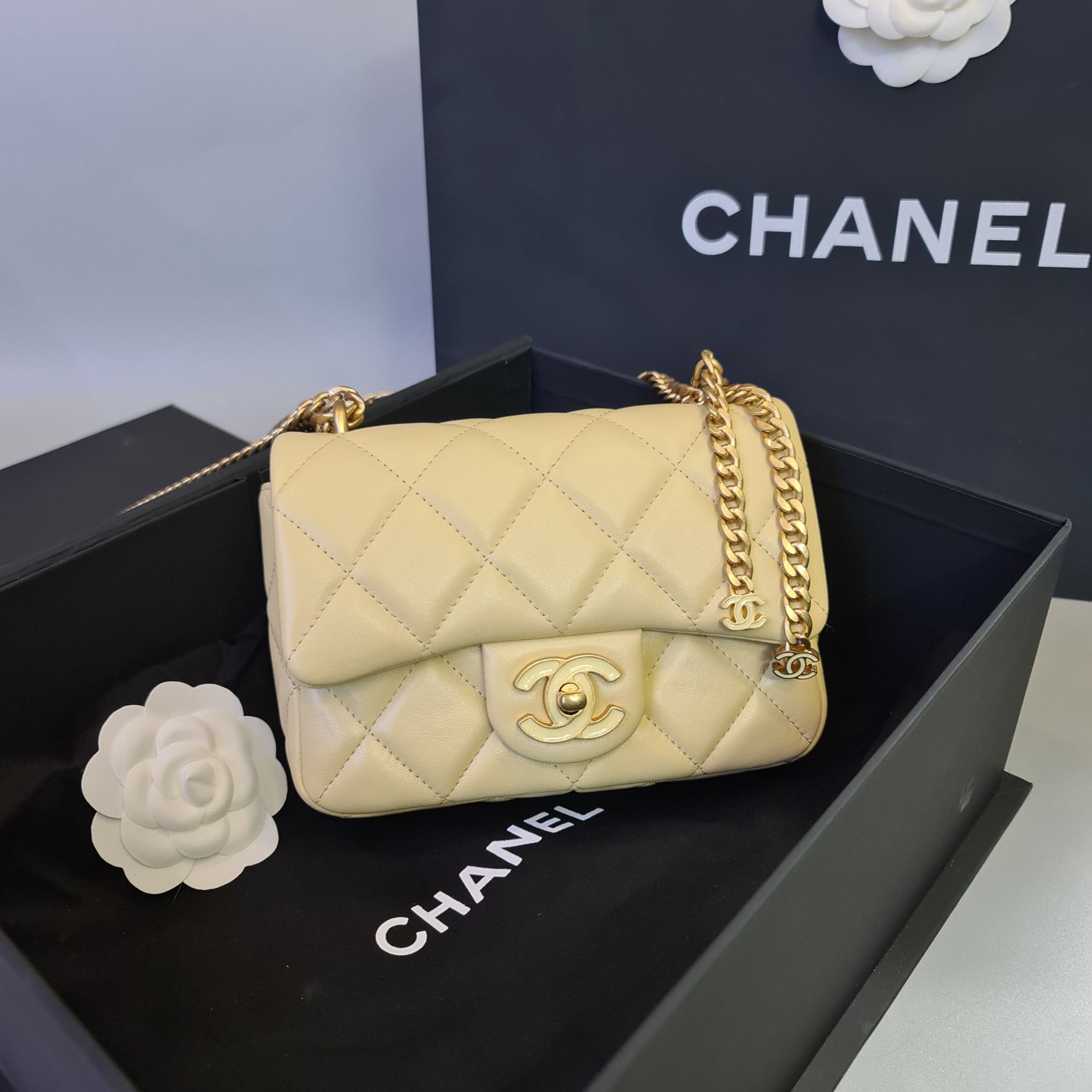 CHANEL 22A Gold Coins Small Flap Bag in Black Caviar  Dearluxe