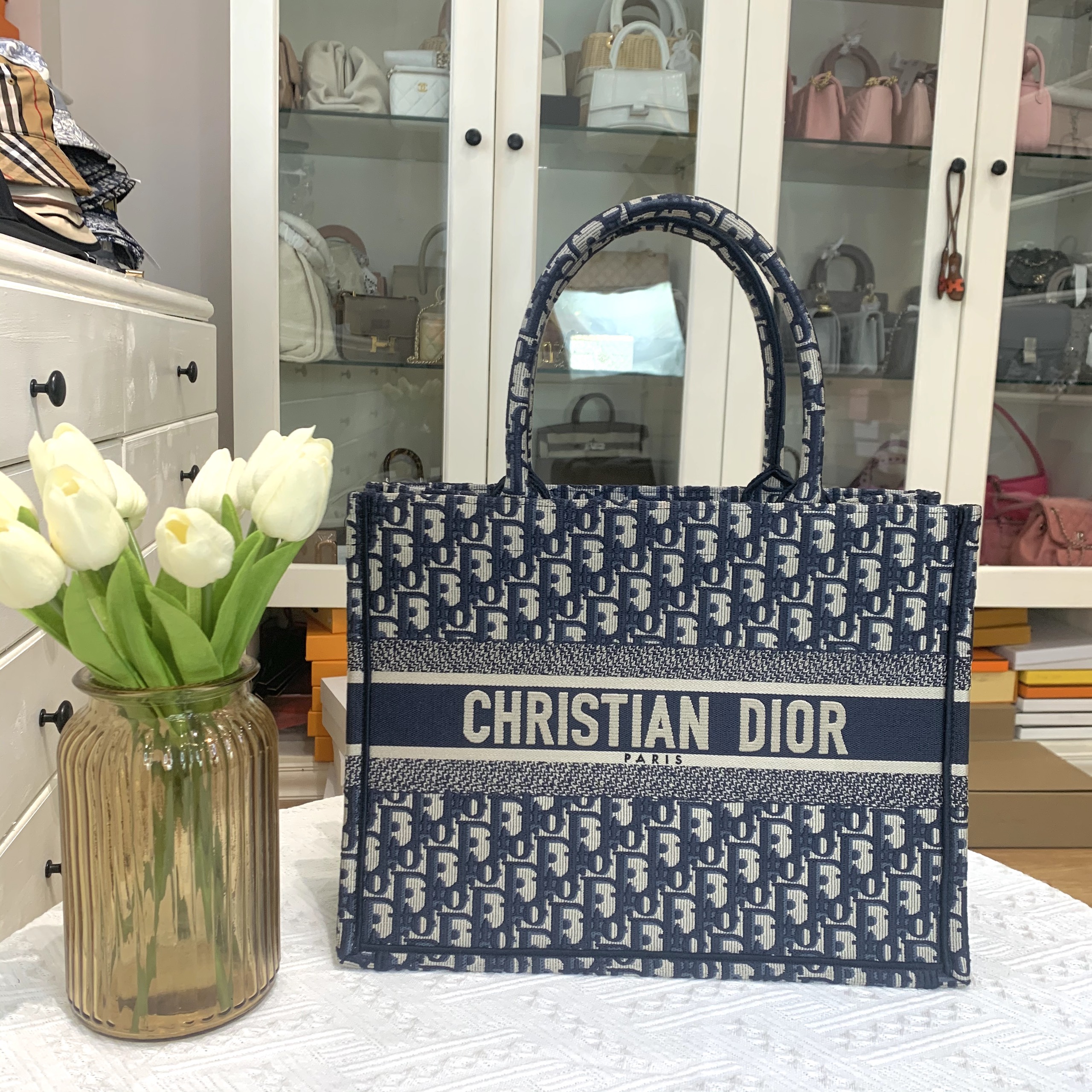 Túi Xách Dior Book Tote Small Blue Dior Oblique Embroidery  Nice Bag