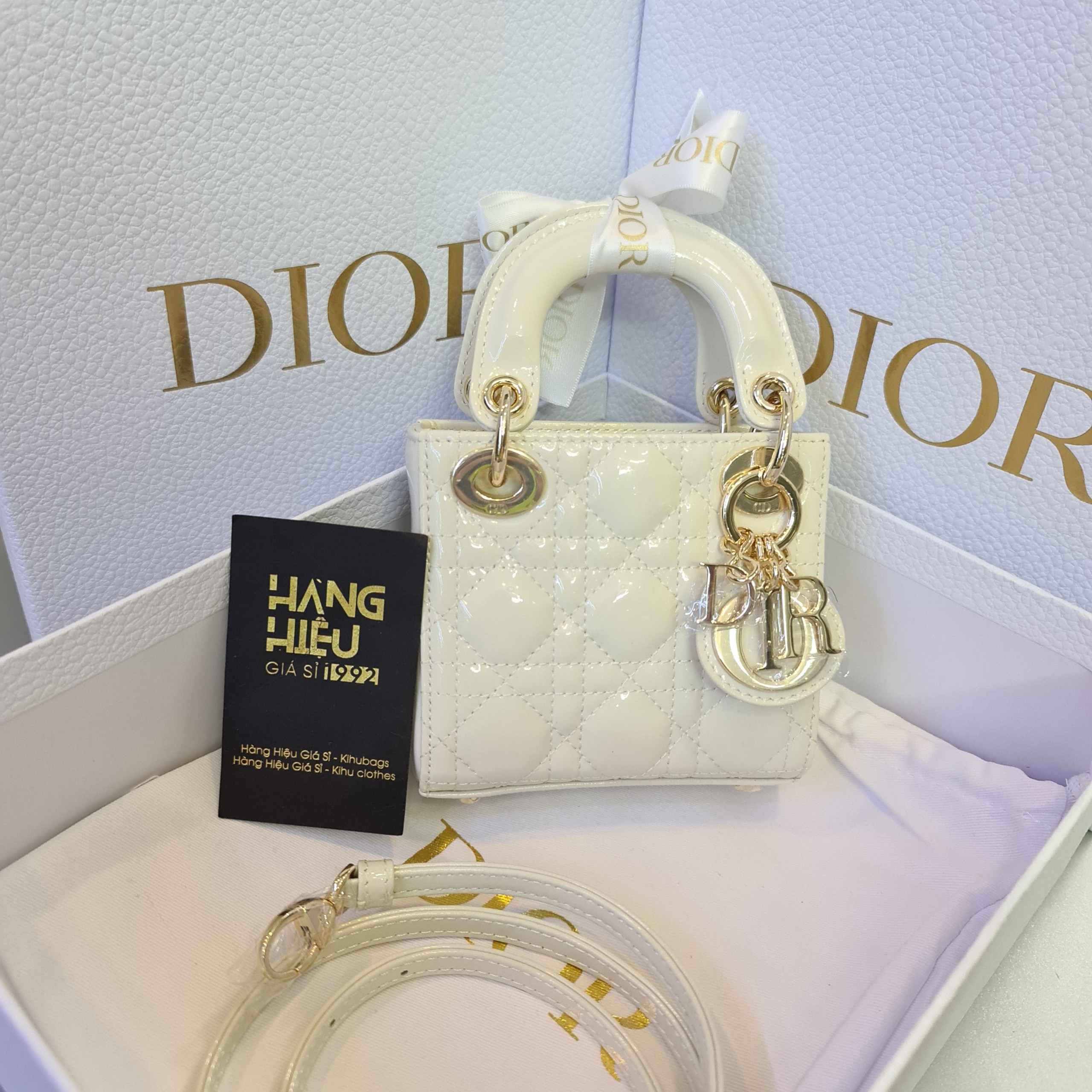 Christian Dior White Shiny Crocodile Micro Lady Dior Bag Pale Gold  Hardware 2021 Available For Immediate Sale At Sothebys