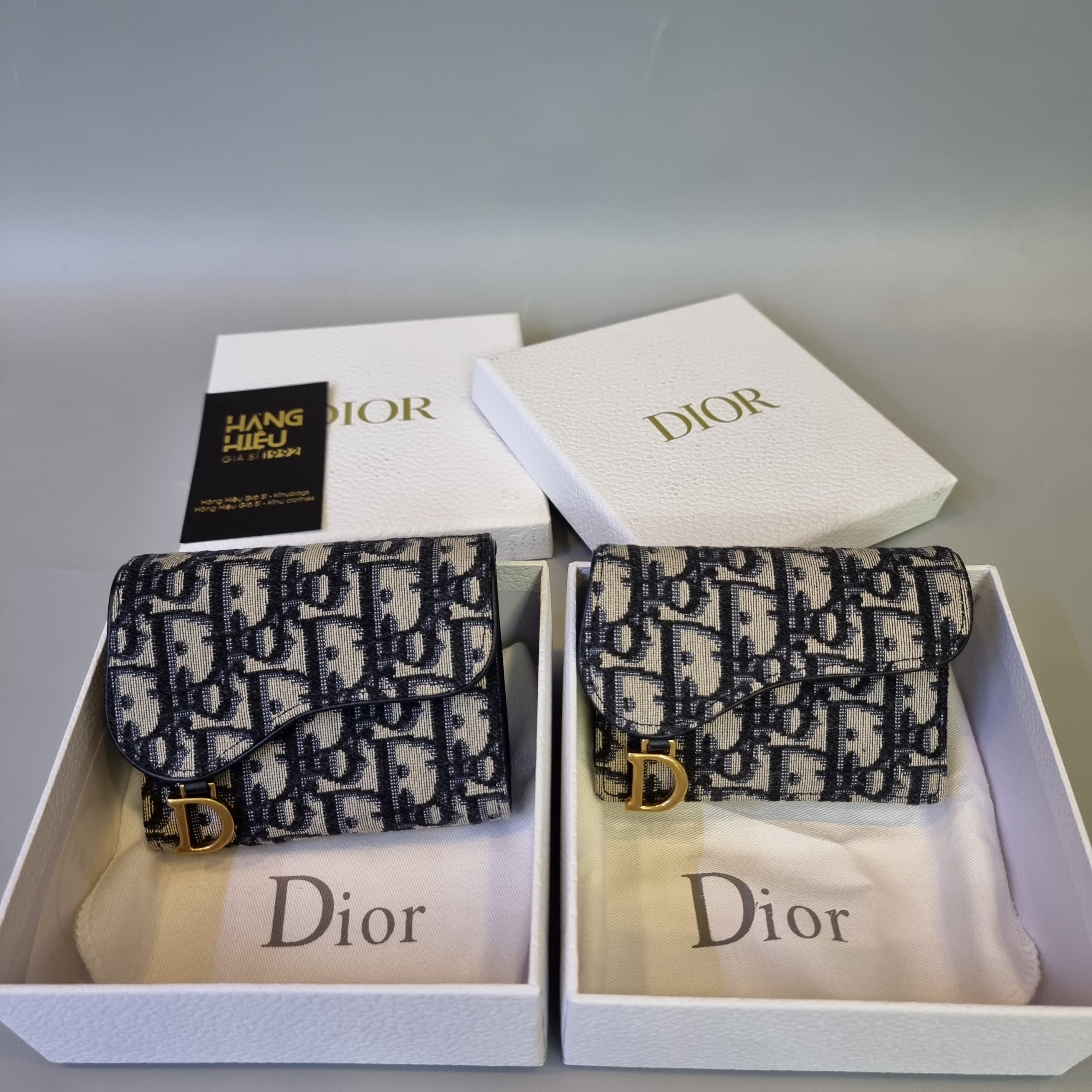 DIOR SADDLE FLAP CARD HOLDER Blue Dior Oblique Jacquard  Hàng hiệu 11 HVip